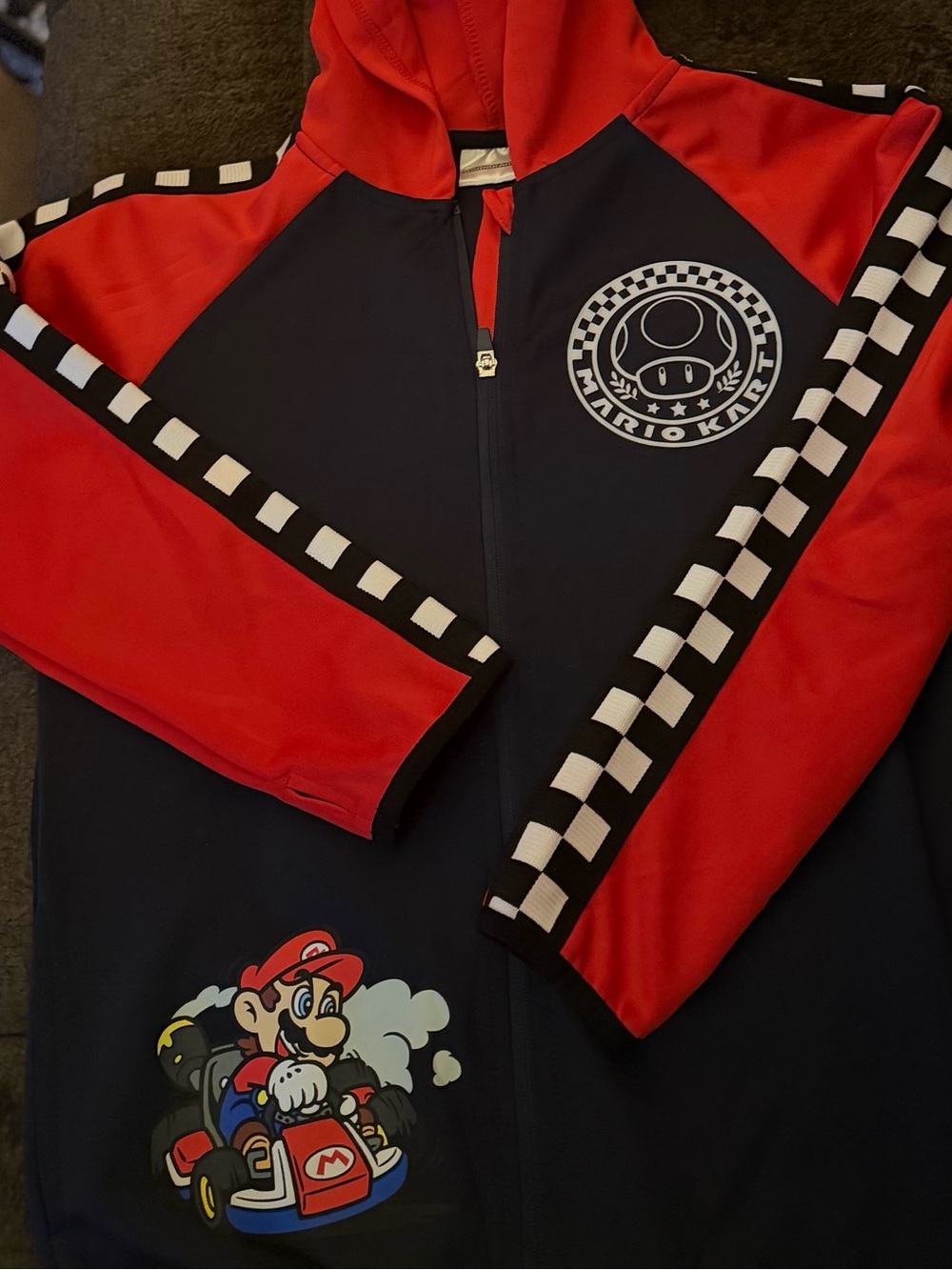 New without tags Boys' Red & Navy Racing hoodie Jacket - Mario Kart Graphic